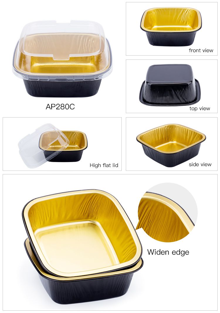 ABLPACK 280ml/9.5oz Square Aluminum Food Container with PET Lid